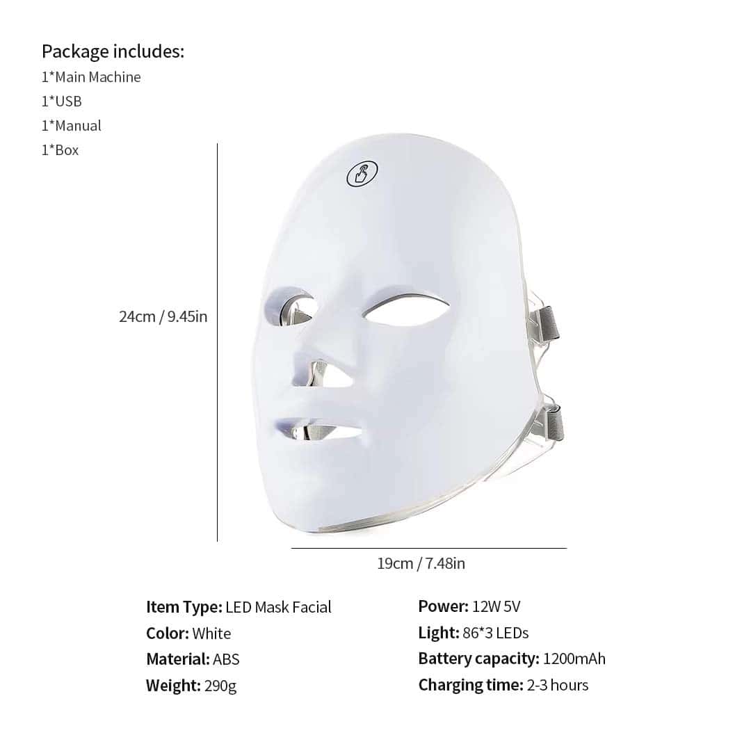 7 Colors Led Facial Mask With Neck Red Light Therapy