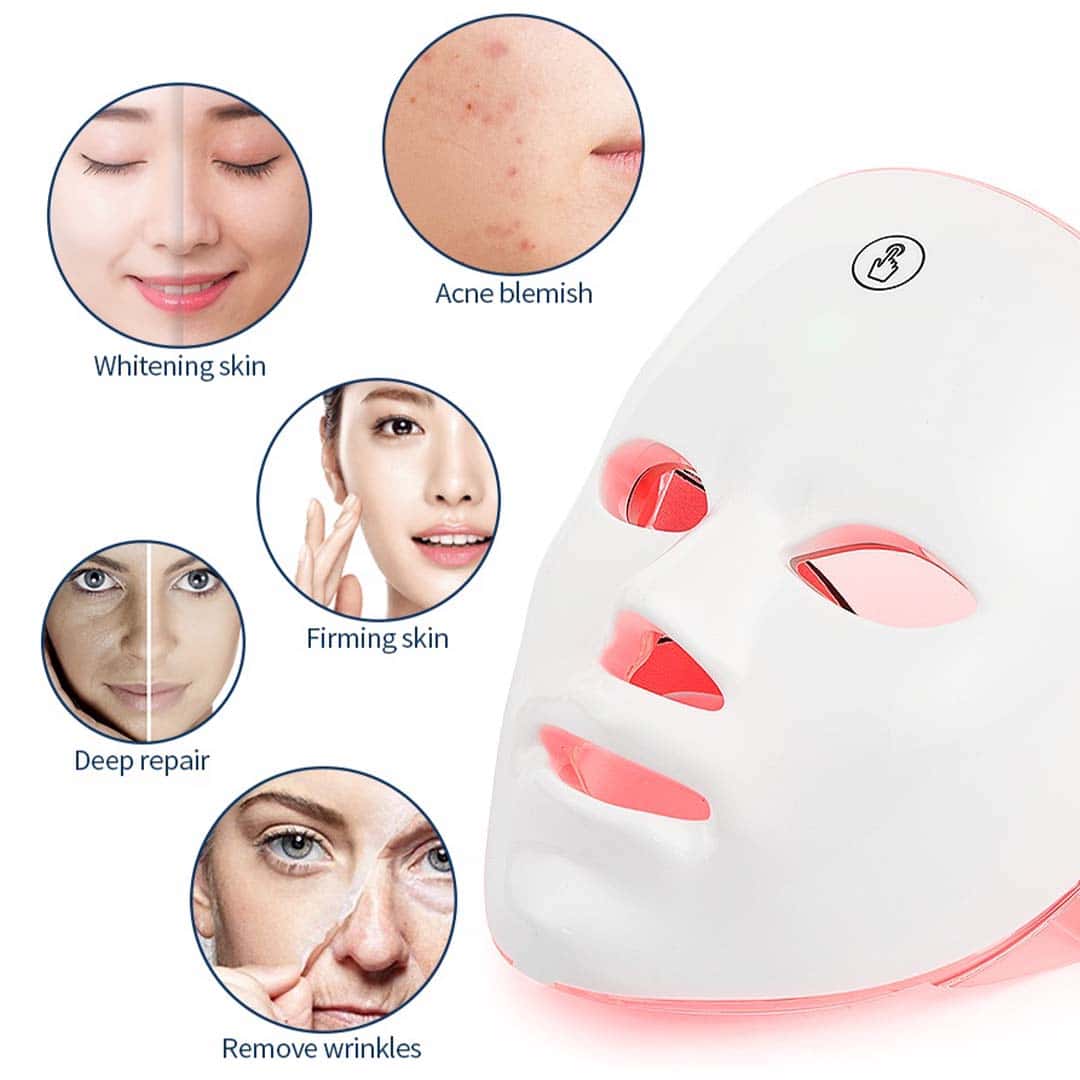 7 Colors Led Facial Mask With Neck Red Light Therapy