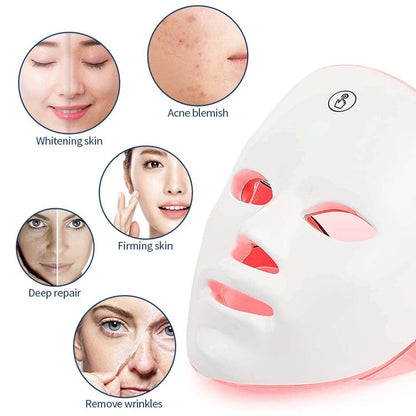 7 Colors Led Facial Mask With Neck Red Light Therapy
